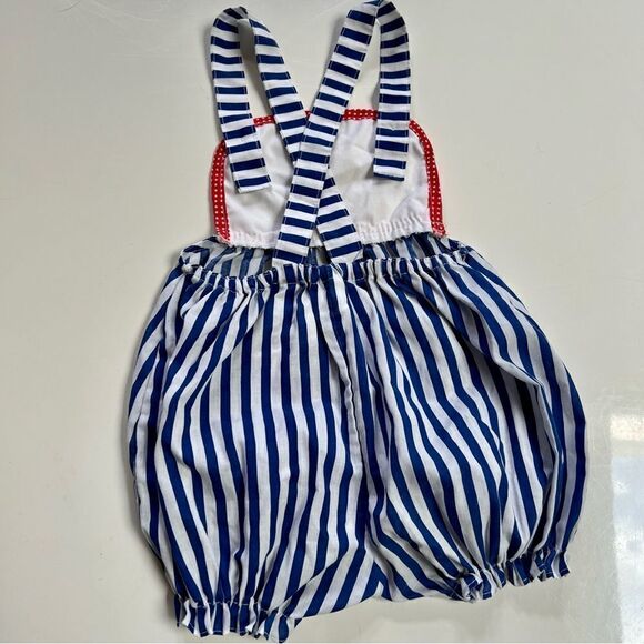 Preppy Vintage 1980s Nautical Overall Bubble Romper - Picture 5 of 9